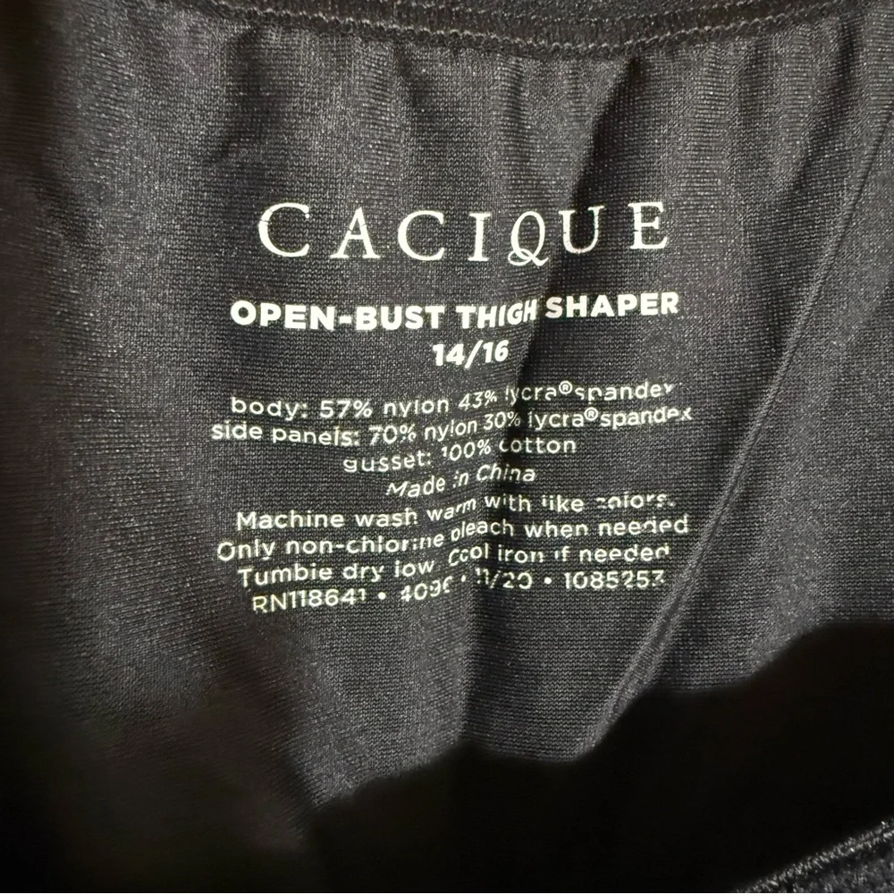 Cacique Womens Contouring Open-Bust Thigh‎ Shaper SZ 14/16 Black Tan Mesh